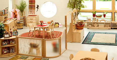 A beautiful classroom furnished with Community Playthings furniture. 