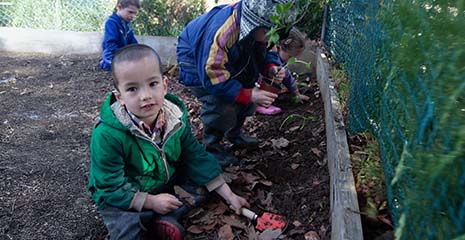 Kinder in einem Garten