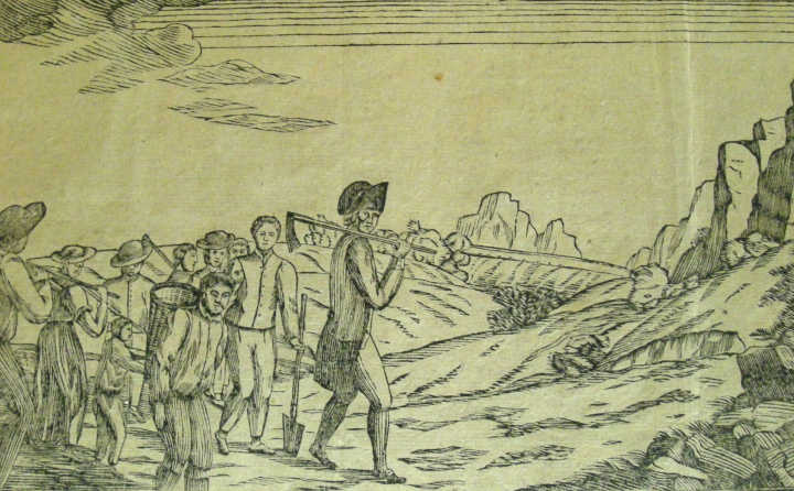 Der Pastor bei der Arbeit auf einem Weg: Stich aus dem Jahr 1819