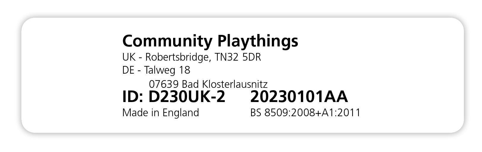 Aufkleber mit Identifikationsnummer