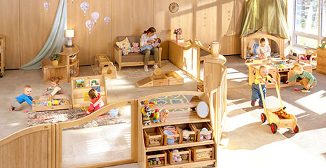 A baby room in an early years setting equipped with Roomscapes flexible furniture