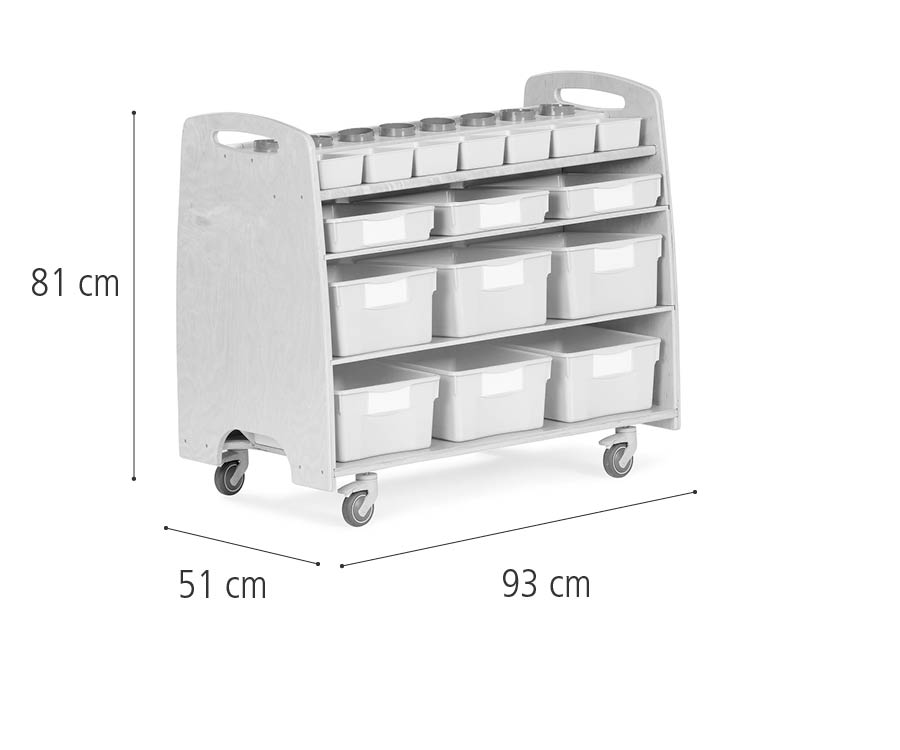 H571 Help yourself trolley with Clear totes dimensions