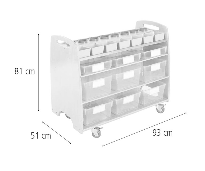 H571 Help yourself trolley with Clear totes dimensions