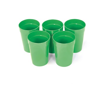 Five beautiful green cups