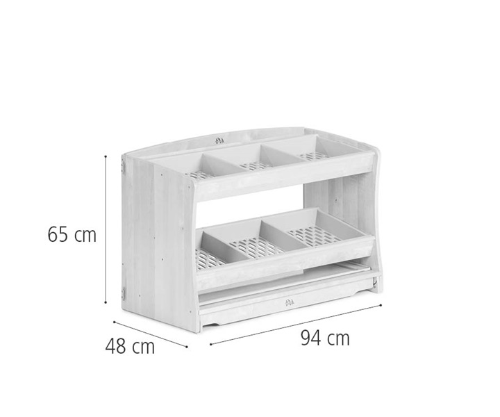 Sand and water storage shelf dimensions
