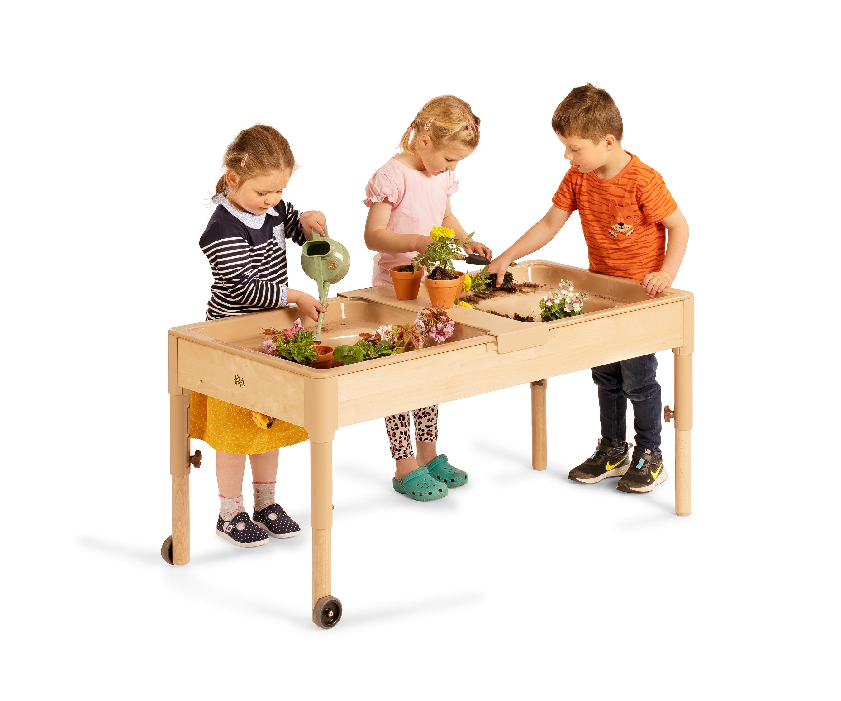 Großer Sand- und Wassertisch mit Doppelwannen, beige 1