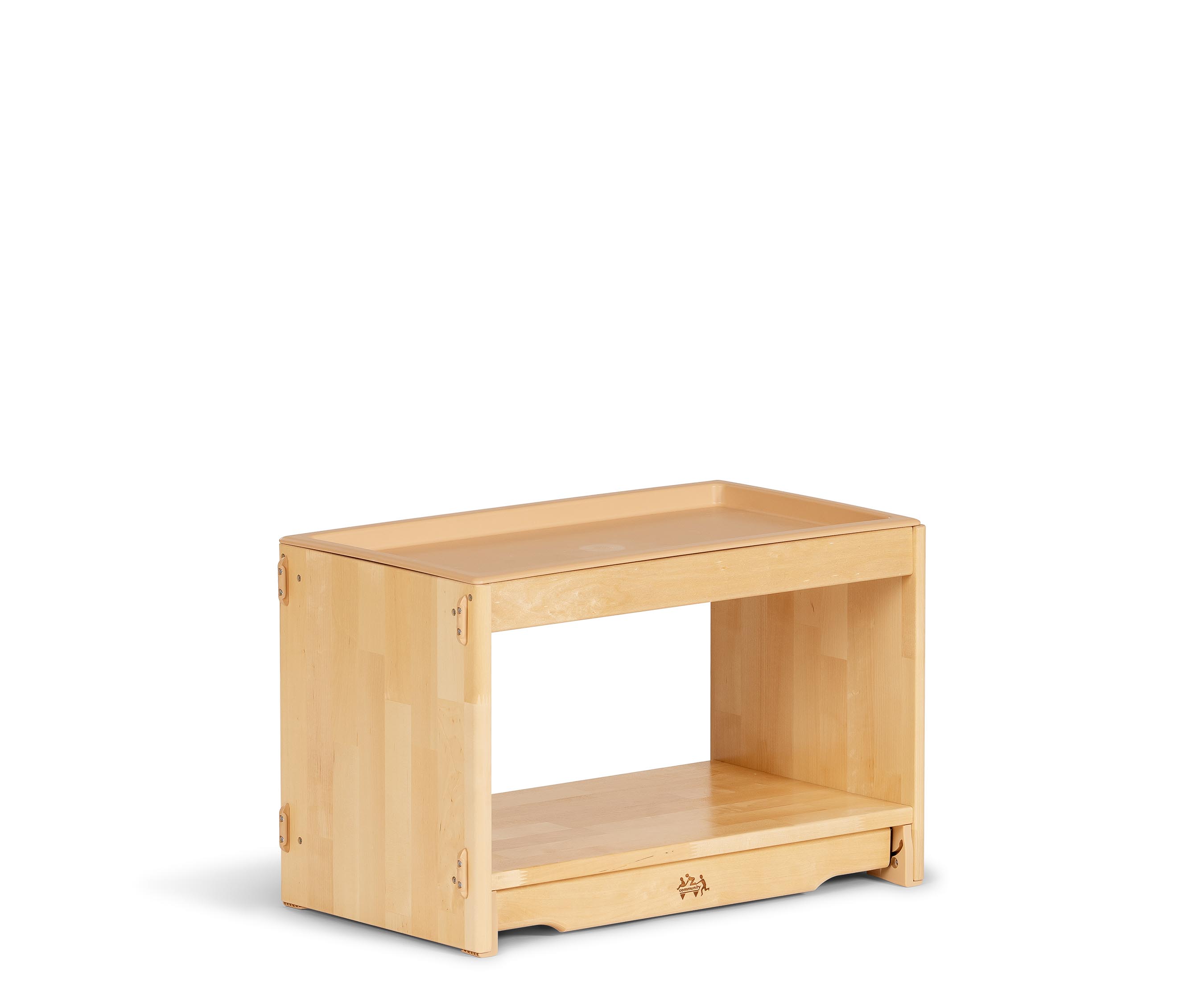 Niedriges Spielregal mit Tablett