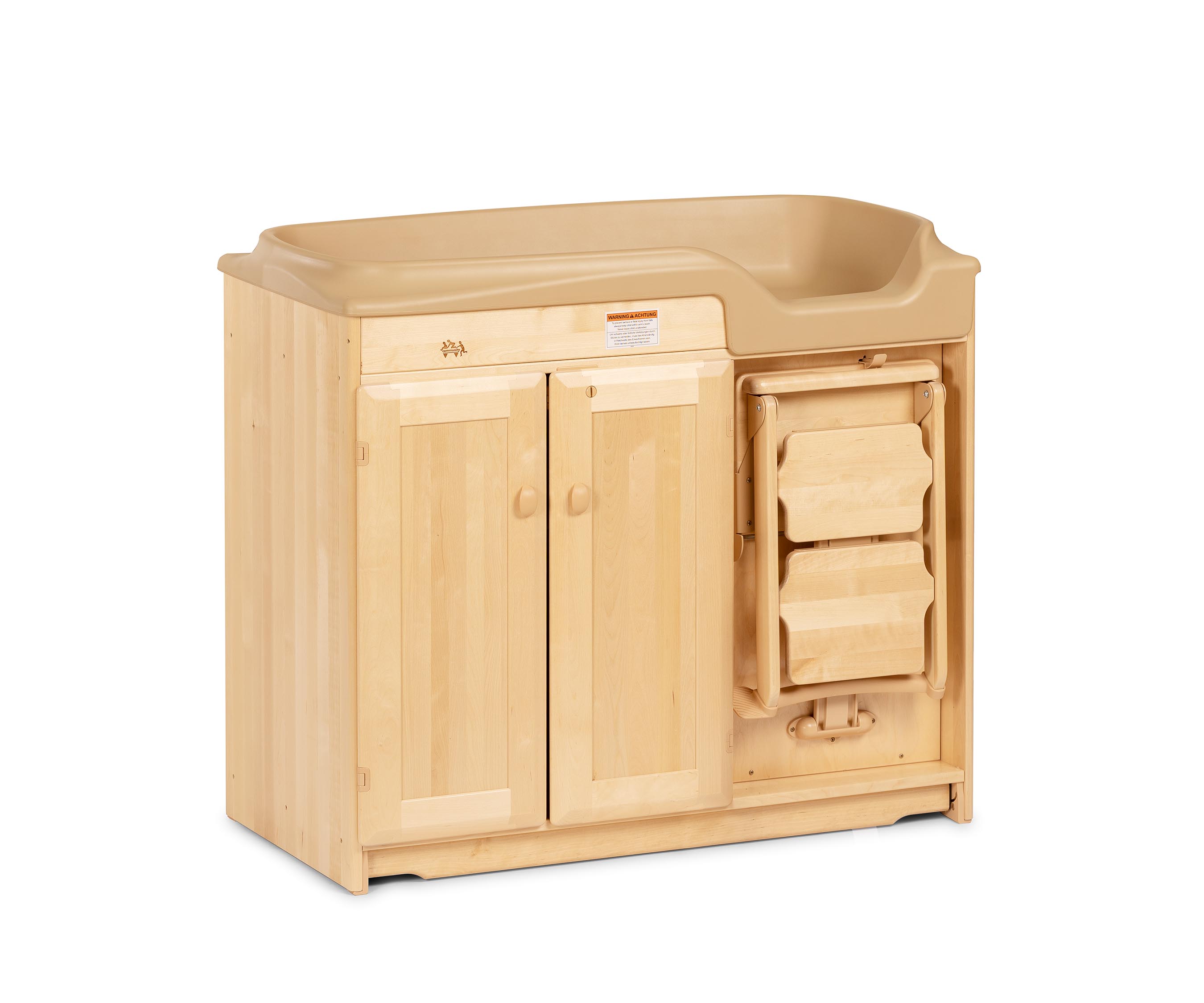 Wickeltisch mit eingefalteter Treppe