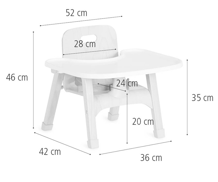 20 cm Mealtime chair with tray dimensions
