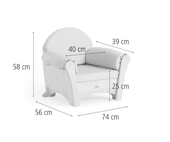 J640 Child&apos;s Armchair, Beige dimensions