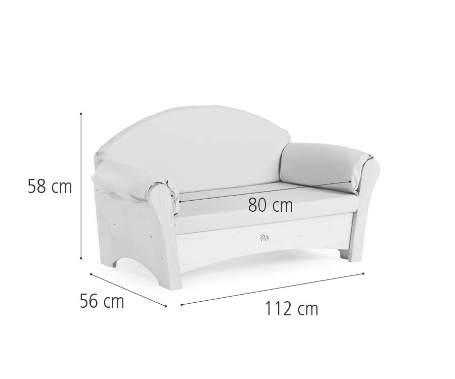 J651 Child's sofa, blue dimensions