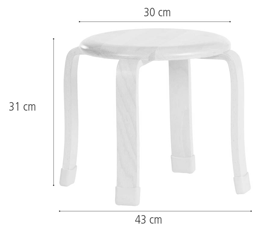 Abmessungen des 31 cm Stapelhockers J125