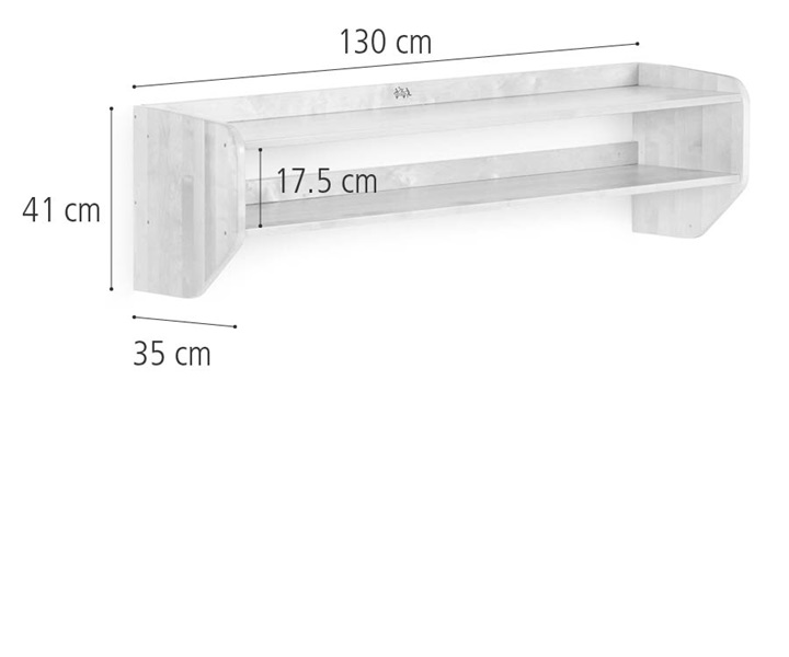 Abmessungen des Garderobenregals zur Wandmontage 130 cm