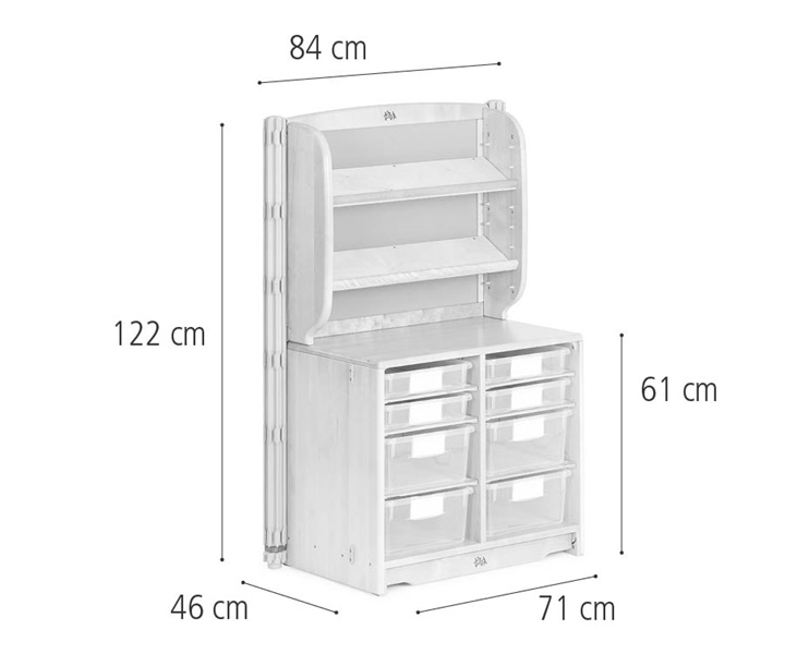 Tray unit, 71 x 61 cm w/Trays, Display unit, Posts dimensions