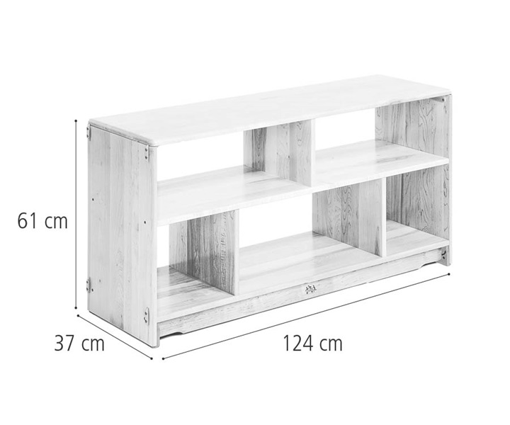 F644 Open back shelf 124 x 61 cm dimensions