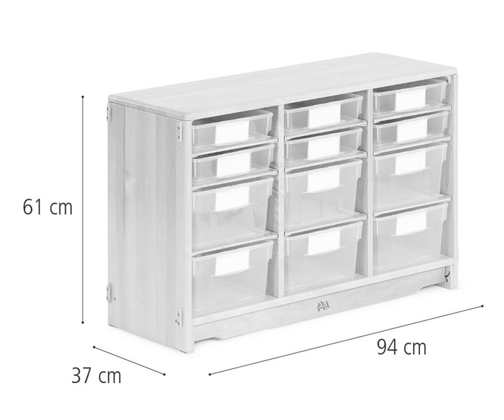 Tote shelf, 94 x 61 cm w/Totes dimensions
