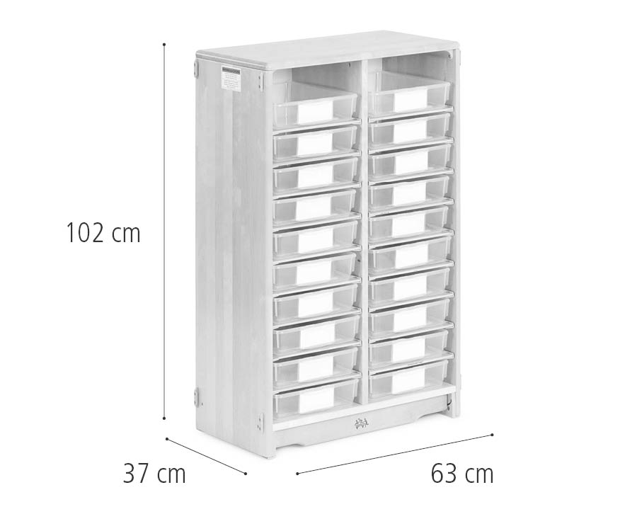 Tote shelf, 63 x 102 cm w/Shallow totes dimensions