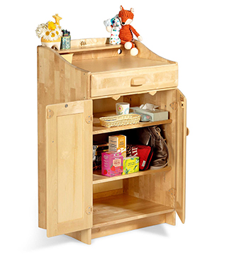 Teacher standing desk propped