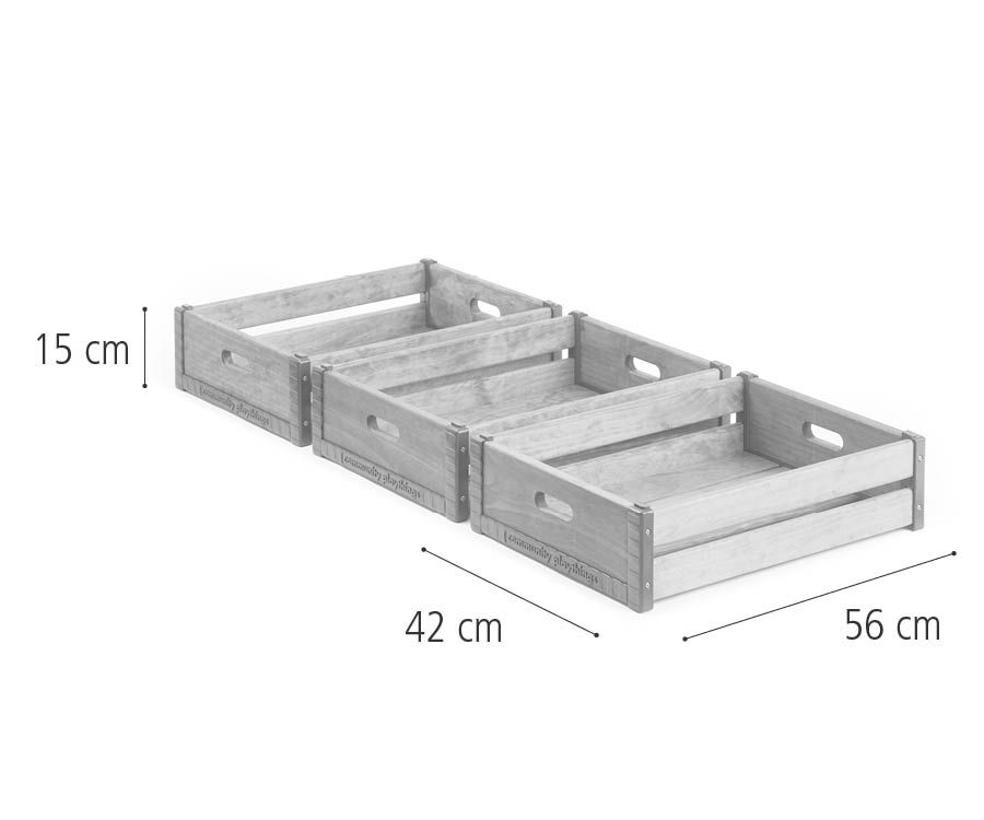 W334 Three Outlast shallow crates dimensions