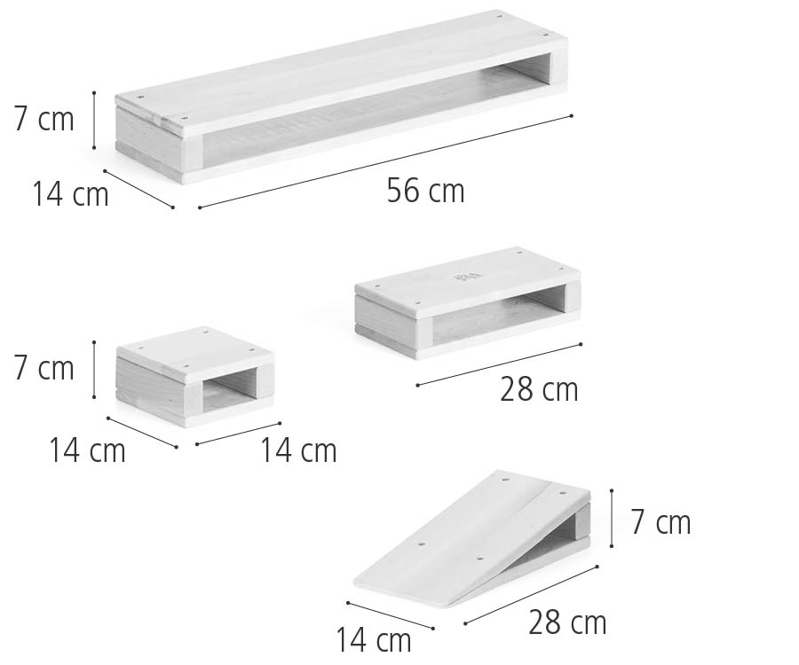B402 Intro set Mini hollow blocks dimensions