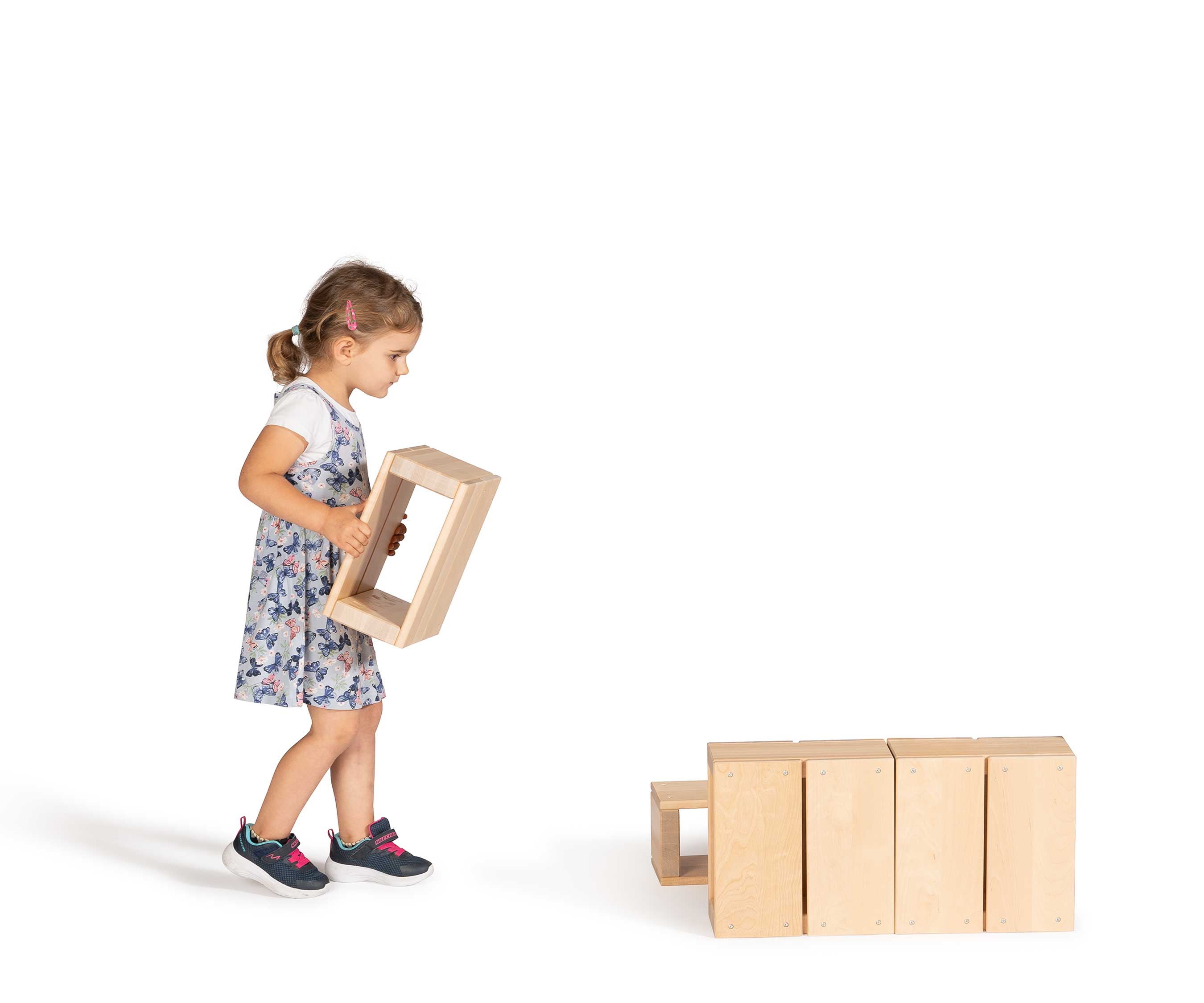 Girl with hollow blocks