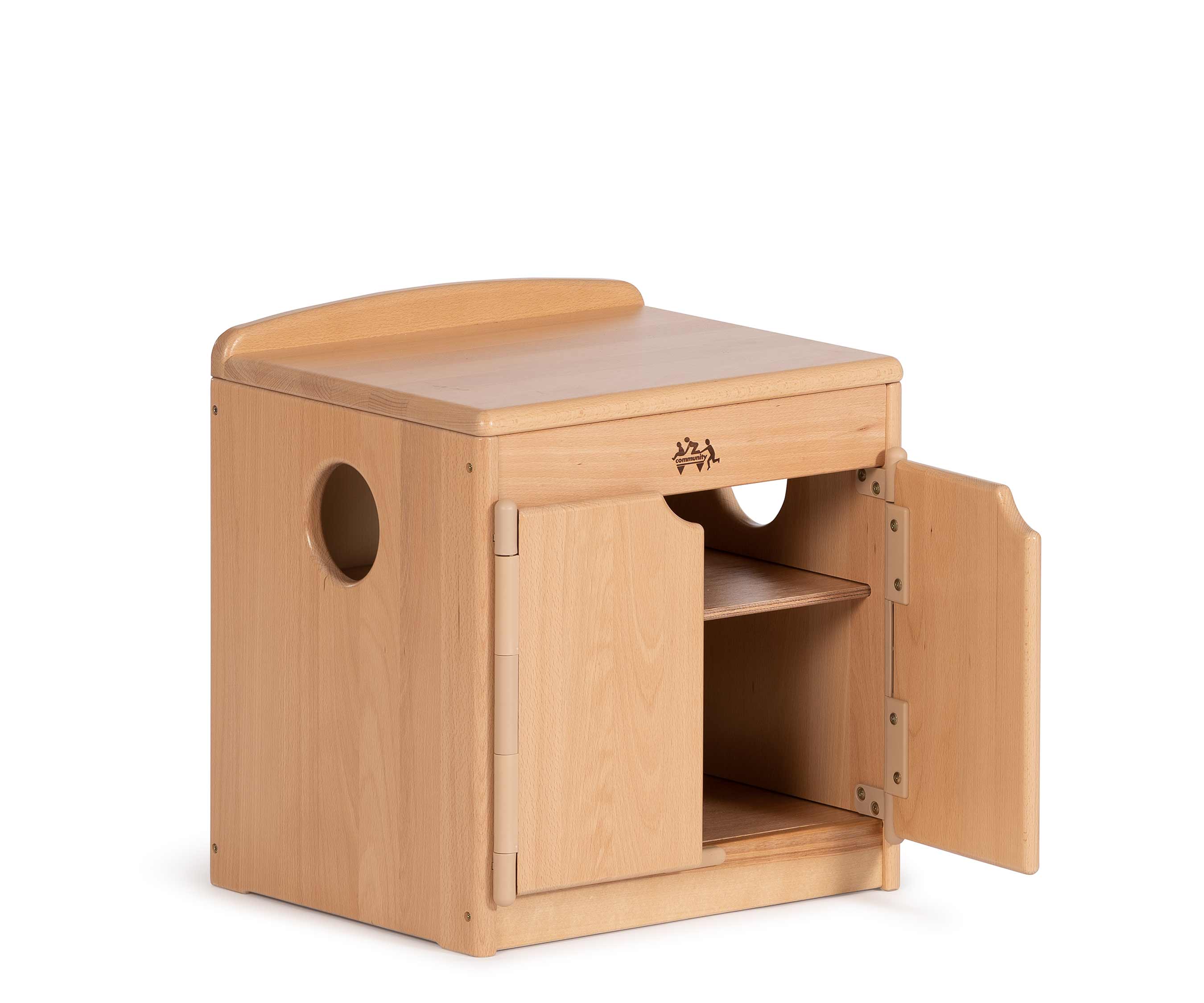Low cabinet with open door