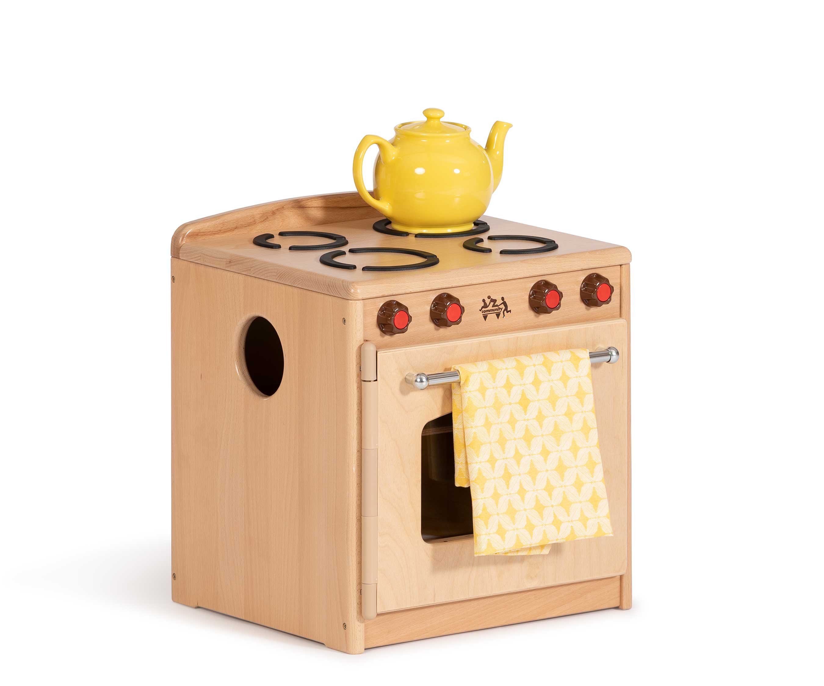 Low cooker with teapot and towel