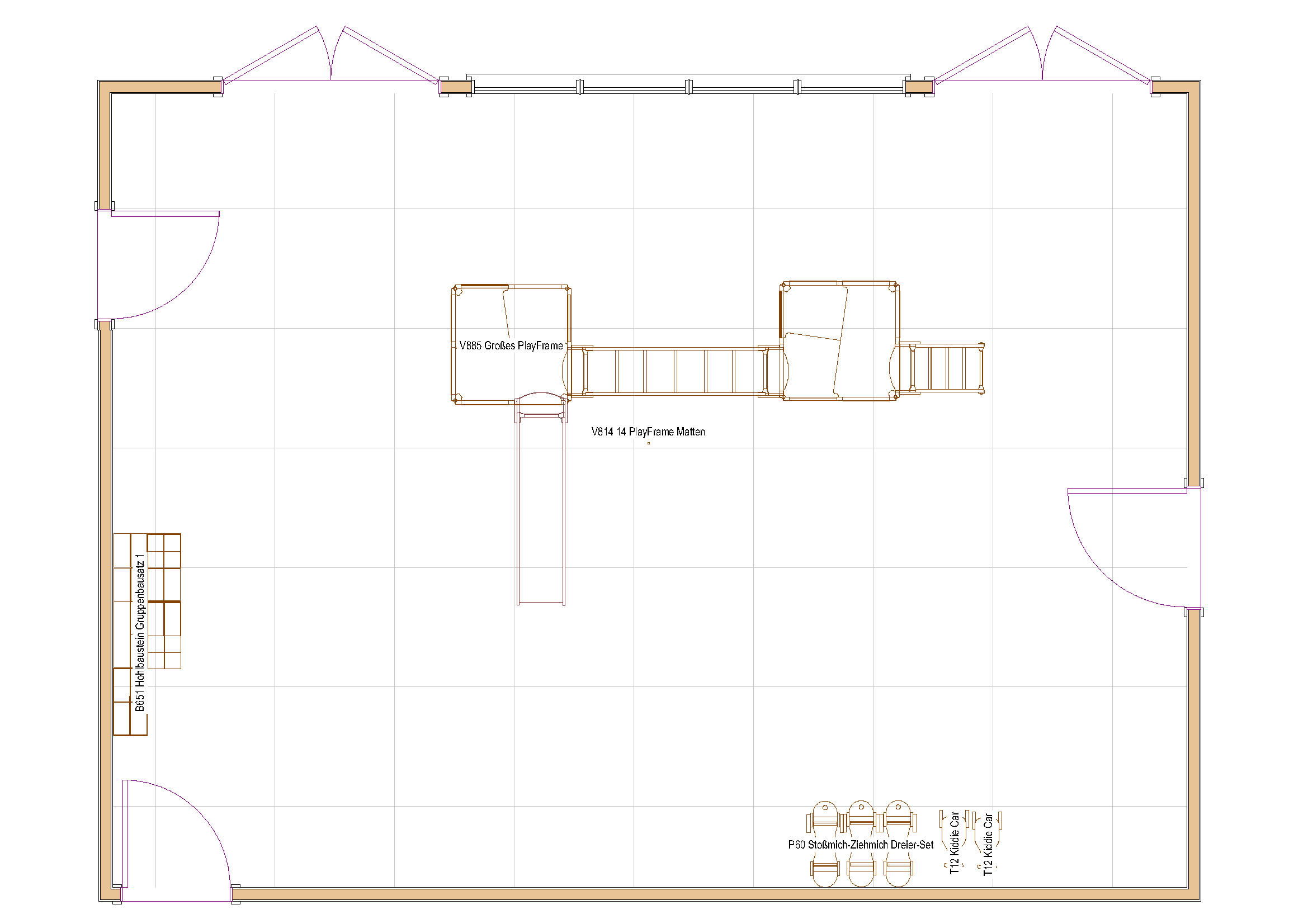 Zweidimensionaler Raumplan eines Bewegungsraumes