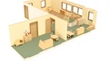 Dreidimensionaler Raumplan des Nebenraums eines Kindergartenraums (C)