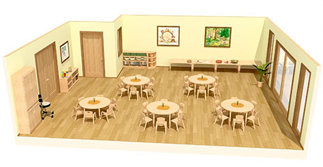 Vorschaubild: 3D-Grafik eines Kinderrestaurants in einer Kita