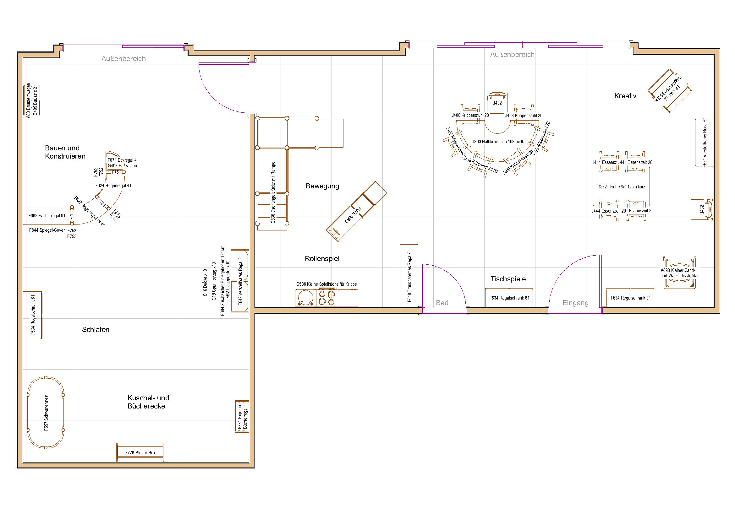 Zweidimensionaler Raumplan eines Krippenraums (C)