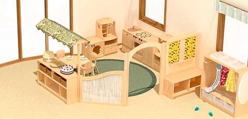 Desktop-Vorschau eines dreidimensionalen Raumplans eines Rollenspielraums für Kinder