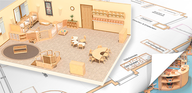 Verschiedene Raumplaene fuer Kindergaerten